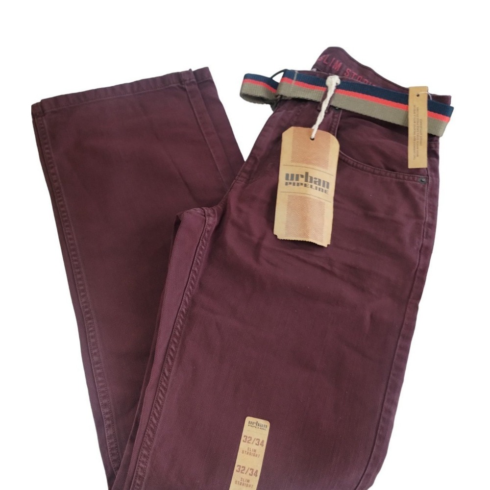 Urban Pipeline Slim Straight Burgundy Jeans 32x34 Low Rose Slim Fit Straight Leg